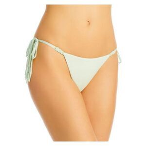 PQ Women's Green Macrame Side Tie Ruched Mia Bikini Swimwear Bottom L